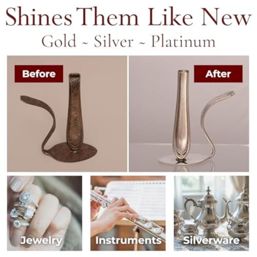 Pro Size Polishing Cloth Set of 2 Large Cleaning Cloths Pure Cotton Made in USA for Gold Silver and Platinum Jewelry Coins Watch, Silverware 11 x 14 inches each Tarnish Remover Keeps Jewelry Shining | Made in USA, Non-Toxic Tarnish Cleaner Infused on Ultr