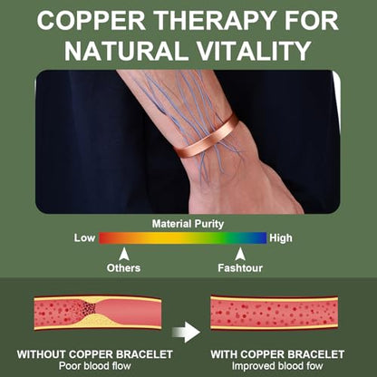 Pure Copper Bracelet – Copper Bracelet for Men & Women – 100% Solid, Raw & Uncoated Handmade Hammered Tibetan Cuff Bangle - color: Copper024
