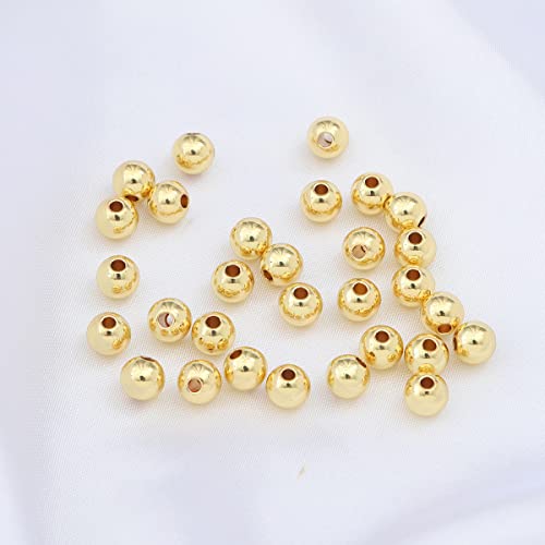 14K Gold Plated Round Spacer Beads 6mm 30pcs for Jewelry Making Findings Non Tarnish - color: 14K Gold, size: 6mm