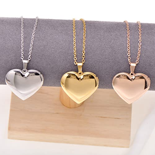 Paialco Heart Shaped Locket Pendant Necklace for Women - color: Silver-Smooth