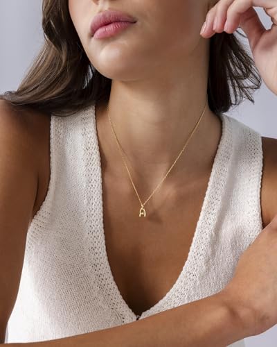 PAVOI 14K Gold Plated Dainty Chunky Bubble Initial Letter Pendant Necklace for Women | Alphabet Letter Necklace - style: - O