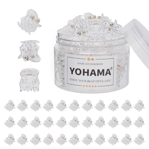 YOHAMA 36PCS Clear Mini Hair Claw Clips for Women & Girls Bangs Clamp Clip | Durable Spring Strong Grip, Multifunctional, Keep Tightly, Thick Plastic, non-Pulling or Snagging, Gifts for Adult or Kids - color: Clear(1.4cm)