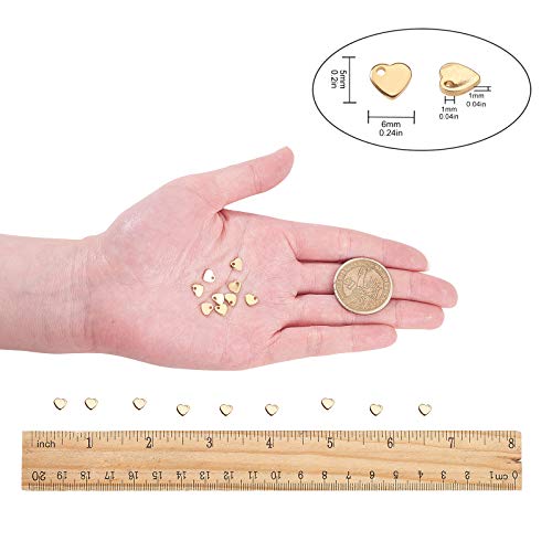 LiQunSweet 100 Pcs 304 Stainless Steel Pendants Tiny Double Side DIY Sweet Heart Pendants Charms for Bracelet Jewelry Making 6mm (0.24 Inch) - color: Heart Charms_6mm