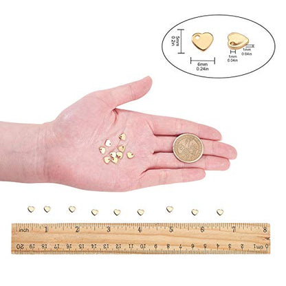 LiQunSweet 100 Pcs 304 Stainless Steel Pendants Tiny Double Side DIY Sweet Heart Pendants Charms for Bracelet Jewelry Making 6mm (0.24 Inch) - color: Heart Charms_6mm
