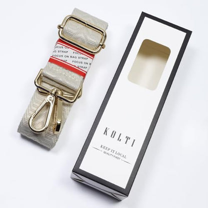 Kolti Purse Strap Replacement Crossbody Handbag Stripe Wide Adjustable - color: Gold Buckle-409