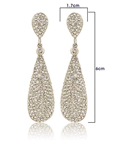 Moonstruck Costume Jewelry Women's Champagne Diamond Golden Dangle Drop Earrings - color: Silver