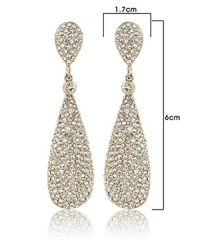 Moonstruck Costume Jewelry Women's Champagne Diamond Golden Dangle Drop Earrings - color: Silver