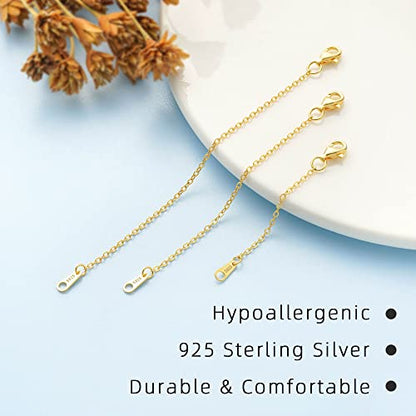 925 Sterling Silver Necklace Extender Gold Necklace Extender Gold Chain Extenders for Necklaces 2", 3", 4" Inches - color: Gold, size: 2 3 4 inch