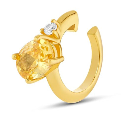 MILLA Ear Cuffs Non Piercing, Birthstone Jewelry, 14K Gold Plated over 925 Sterling Silver Half Hoop Dainty Earrings for Women Trendy with CZ Stones, Lightweight and Hypoallergenic - color: 11 November - Citrine