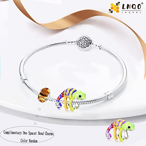 LNQOBU 925 Sterling Silver Charms Color-changing Chameleon Dangle Charm Beads Glow in the Dark Charme fits Pandora Bracelets and Necklace Jewelry Gift for Women - style: B-Chameleon charm