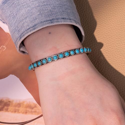 Montana West Rustic Couture's Bohemian Turquoise Cuff Bangle Bracelets for Women Cowgirl - color: Bright Turquoise