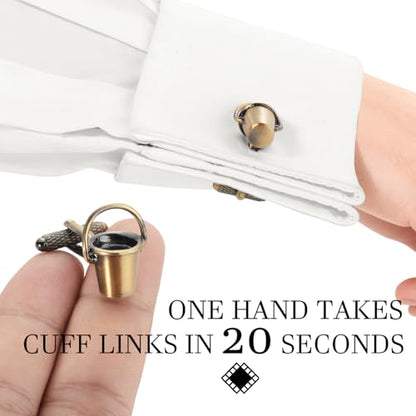 HAWSON Various Unique Cuff Links Mens, Animal/Tactical/Music/Holiday/Cufflinks, Themed Wedding Dinner Party Gift Suit Accessories - style: Bucket