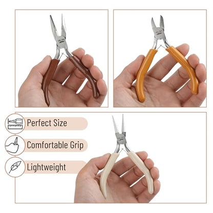 Mr. Pen- Pliers for Jewelry Making, 3 Pack, Chain Nose | Round Nose Pliers Set and Wire Cutter for Beading, Wire Wrapping, Jump Rings, Jewelry Repair, Crafting, DIY - color: Autumn