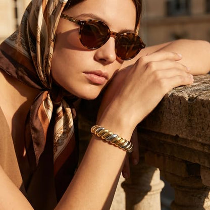 FAMARINE Gold Silver Chunky Bangle Bracelet for Women Men - style: Style L