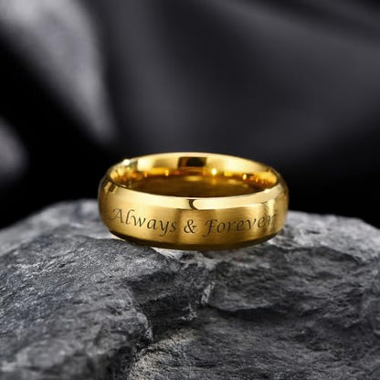 VNOX Customize Personalized 6MM/8MM Tungsten Carbide/Stainless Steel Simple Matte Brushed Finish Wedding Band Engagement Rings for Men Women,Size 5-14 - color: Gold Plated-6mm-stainless-steel