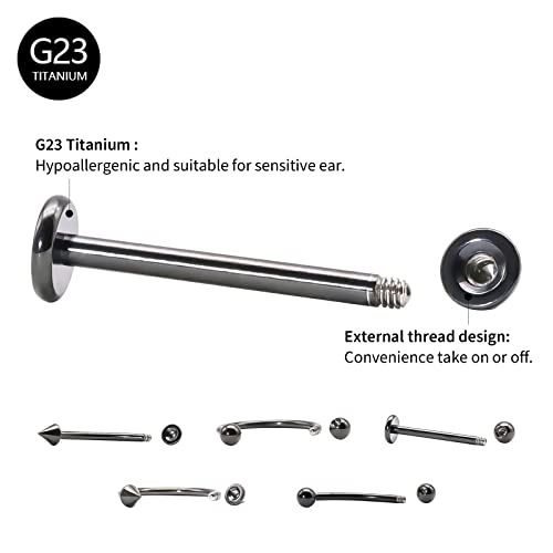 BLISI G23 Solid Titanium Eyebrow Piercing Jewelry, Gold Black Rose Gold Silver Pink Rainbow Eyebrow Rings 16G Curved Barbell,Tiny Vertical Labret Lip Jewelry Rook Piercing Jewelry for Women and Men - color: Black 2