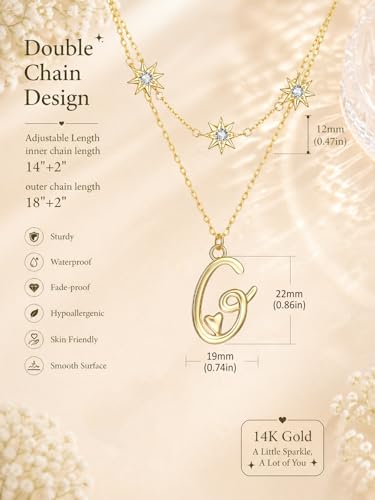 14K Gold A-Z Initial Lette Necklace Star Choker Women Necklace | Personalized Initial Jewelry, Meaningful Name Letter Gift for Women Wife Mom Friend, Perfect Present For Birthday/Anniversary - style: 14K Gold-F