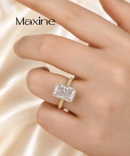 Maxinejewelry 4.5CT Radiant Cut Wedding Ring Set for Women - color: Golden Ring