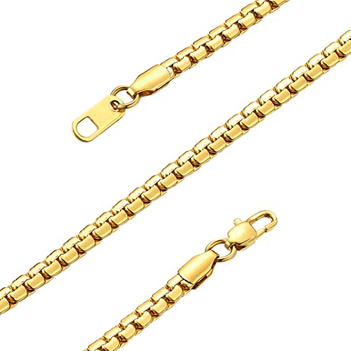 GoldChic JEWELRY Chunky Cuban Chains for Men,Stainless Steel Cuban Chain Necklace, Venetian Chain Curb Chain Hip Hop Jewelry,4/6/9/12/14mm Width,14-30 inch Length, Black/Gold Plated/Silver - color: Gold, size: 14"(35cm), style: Venetian Chain-4MM width
