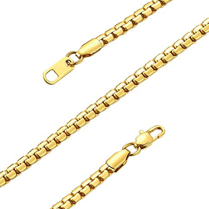 GoldChic JEWELRY Chunky Cuban Chains for Men,Stainless Steel Cuban Chain Necklace, Venetian Chain Curb Chain Hip Hop Jewelry,4/6/9/12/14mm Width,14-30 inch Length, Black/Gold Plated/Silver - color: Gold, size: 24"(61cm), style: Venetian Chain-4MM width