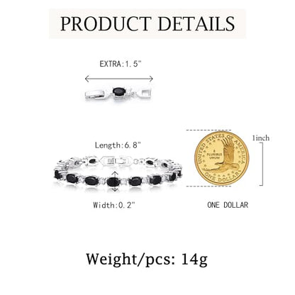 Crysdue Wedding Bridal Bracelets for Brides, Cubic Zirconia Tennis Birthstone Jewelry Gift for Women Prom - style: A_Black, 6.8-8.2"