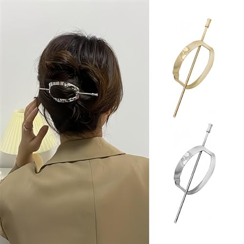 2pcs Vintage Metal Geometric Hair Slide Clip Barrettes Hair Sticks Hair Fork Minimalist Circle Hair Clip Hair Accessories Decorative Accessories for Women Girls