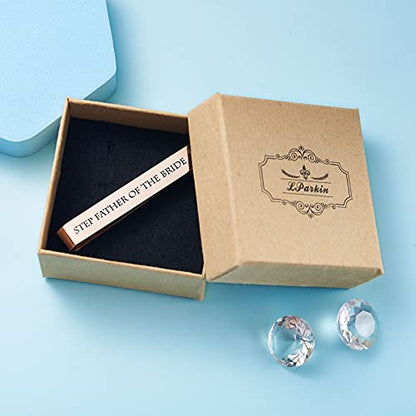 Father of the Bride and Groom Gifts - Wedding Tie Clips for Groomsmen From the Bride - Stainless Steel Tie Bars - color: Step Father of The Bride - Rose Gold