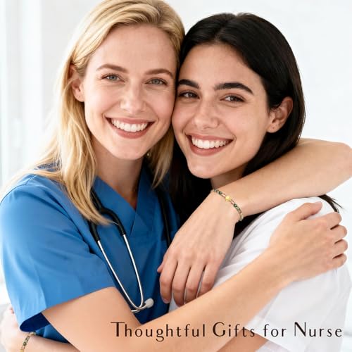 Inspirational Bracelets Gifts for Women: Healing Natural Stone Beads Bracelets - Birthday Mothers Day Gifts Thinking of you Get Well Soon Gift for Women Friends Sister Mom - color: HEART-NURSE