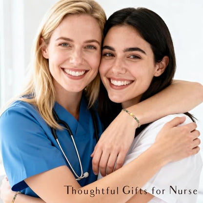 Inspirational Bracelets Gifts for Women: Healing Natural Stone Beads Bracelets - Birthday Mothers Day Gifts Thinking of you Get Well Soon Gift for Women Friends Sister Mom - color: HEART-NURSE