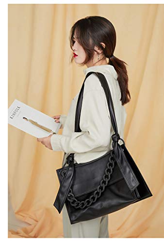 AUMEY Large Flat Chain Strap - Acrylic Luxury Handbag Strap Fashionable Replacement Purse Clutches Handles for DIY Crafts, 15.7 inch of Each … (02- Black) - color: 02- Black