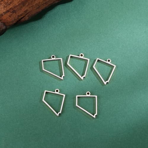 kkjoy 5Pcs Hollow Continents Maps of USA Pendant Charms for Jewelry Making and Crafting, Stainless Steel Mini Charm Craft Supplies Accessories for DIY Bracelet Necklace Earrings - color: Hollow Nevada Map - Silver