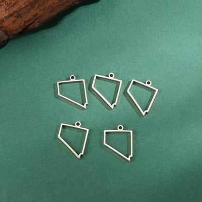 kkjoy 5Pcs Hollow Continents Maps of USA Pendant Charms for Jewelry Making and Crafting, Stainless Steel Mini Charm Craft Supplies Accessories for DIY Bracelet Necklace Earrings - color: Hollow Nevada Map - Silver