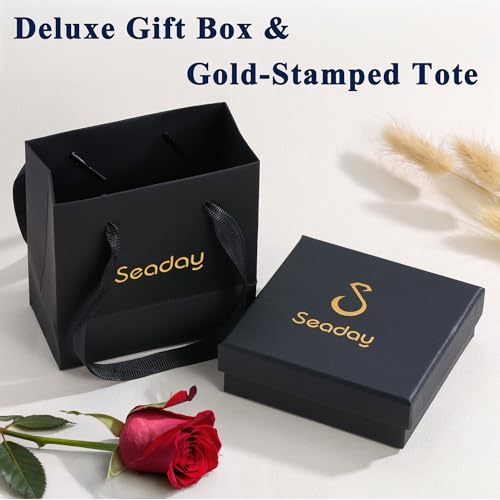 SEADAY Layered Gold Necklace for Women, 3-in-1 Gold Stack Necklace | Long Gold Necklace, Square, Hypoallergenic, Tarnish-resistant & Adjustable, Fashion Jewelry Gift Box & Gift Bag - color: Gold - Chunky Chain S