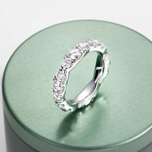 Moissanite Eternity Ring, S925 Sterling Silver Wedding Band for Women - style: Wavy Moissanite Eternity Band