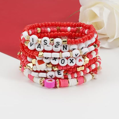 Twinfree Bohemia Beaded Bracelet for Women, Polymer Clay Stretch Bracelets - color: color 36