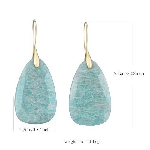 Boho Multiple Style Natural Stone Earrings for Women Unique Healing Gemstone Energy Hypoallergenic Lightweight Dangle Drop Earrings Multiple Styles Earrings Jewelry for Birthday Party Gift - style: Amazonite- Gold Hook