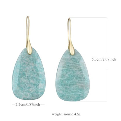 Boho Multiple Style Natural Stone Earrings for Women Unique Healing Gemstone Energy Hypoallergenic Lightweight Dangle Drop Earrings Multiple Styles Earrings Jewelry for Birthday Party Gift - style: Amazonite- Gold Hook