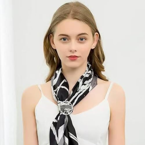 10PCS Scarf Ring Clip -T-shirt Ties Clips Clothes Corner Knotted Button for Women Fashion Metal Round Circle Shirt