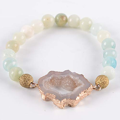 YGLINE Tree of Life Yoga Healing Stone Bracelets,Multilayer Lotus Chakra Stone Reiki Bracelet Sets,Anxiety Crystal Natural Stone,for Women Stress Relief - color: agate druzy