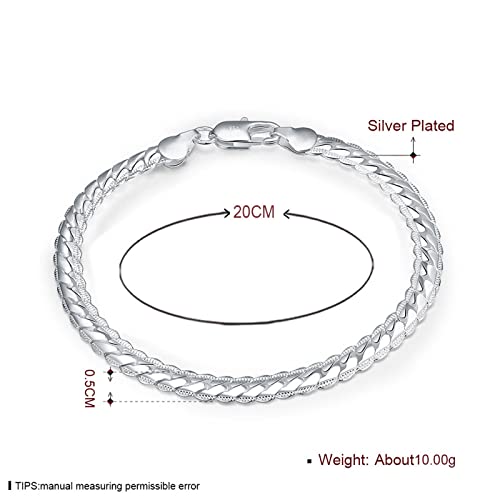 Gold Figaro Chain Bracelet Dainty Curb Cuban Link Chain Bracelet Simple Thin Chain Wrist Bracelet with Lobster Lock Clasp Minimalist Bracelet Jewelry Gifts for Women and Men - color: Silver