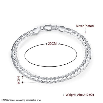 Gold Figaro Chain Bracelet Dainty Curb Cuban Link Chain Bracelet Simple Thin Chain Wrist Bracelet with Lobster Lock Clasp Minimalist Bracelet Jewelry Gifts for Women and Men - color: Silver