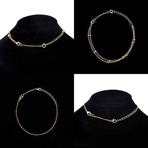 Softones 12-18Pcs Ankle Bracelets Extenders-Extension for Womens Jewelry(1 2 3 Inch),with Lobster Clasp and O-Clasp from Gold Silver Rose Gold - color: B:Gold 6-Lobster clasp 6-O-clasp