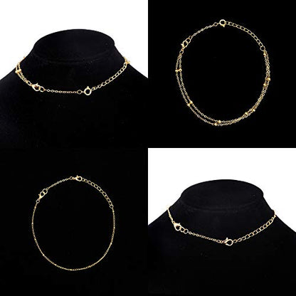 Softones 12-18Pcs Ankle Bracelets Extenders-Extension for Womens Jewelry(1 2 3 Inch),with Lobster Clasp and O-Clasp from Gold Silver Rose Gold - color: B:Gold 6-Lobster clasp 6-O-clasp