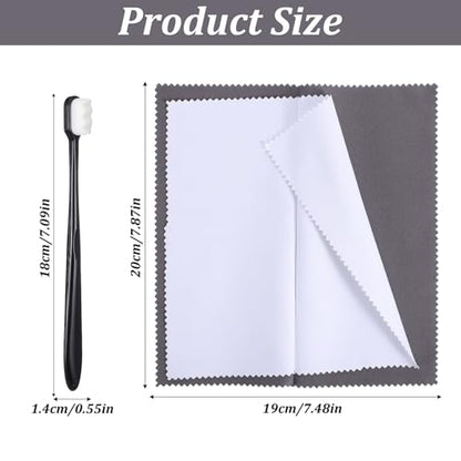 Jewelry Cleaning Cloth Silver Polishing Cloth Jewelry Silver Cleaning Kit with Ultra-Soft Brushes Polish Cloths Polishing for Clean Gold Diamonds Platinum Gemstones Coins Silverware 4pcs