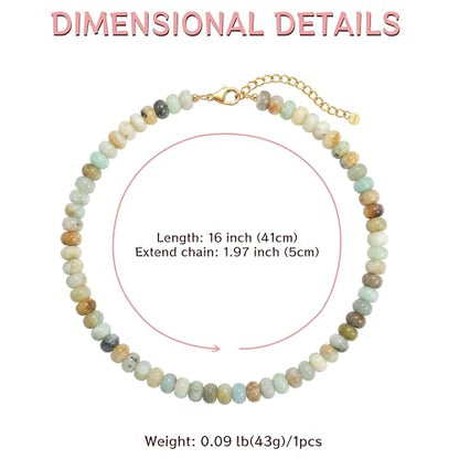 Gemstone Beaded Necklace for Women Colorful Natural Stone Freshwater Pearl Surfer Beach Rainbow Necklace Jewelry Gift - color: Teal