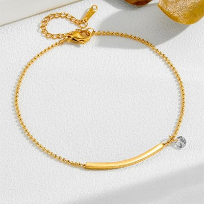 Dainty Gold Anklets for Women Stainless Steel Simple Ankle Bracelets Summer Beach Foot Chain Jewelry Gift - color: Smile CZ