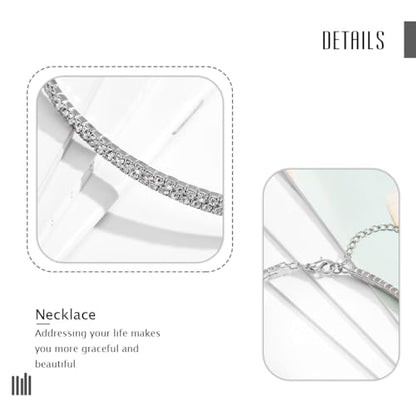 JEAIRTS Rhinestone Choker Necklace Silver Diamond Chain Jewerly for Women | Sparkly Multi-row Crystal Chokers Women's Wedding Prom Formal Jewelry Accessories - color: Style 11