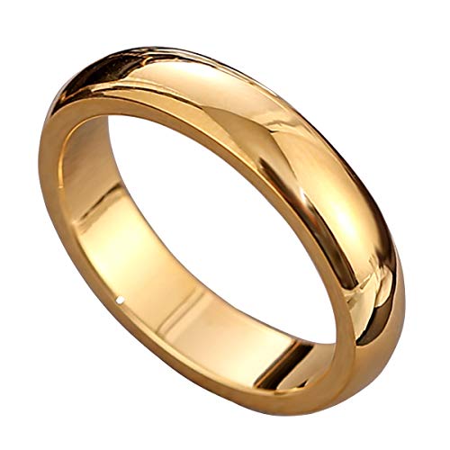 CCBFY 2 MM 4 MM Stainless Steel Ring Jewel Roman Numerals Stackable High Polish Plain Dome Tarnish Resistant Comfort Fit Ring Wedding Band Size 3-15 - color: 4mm - Gold