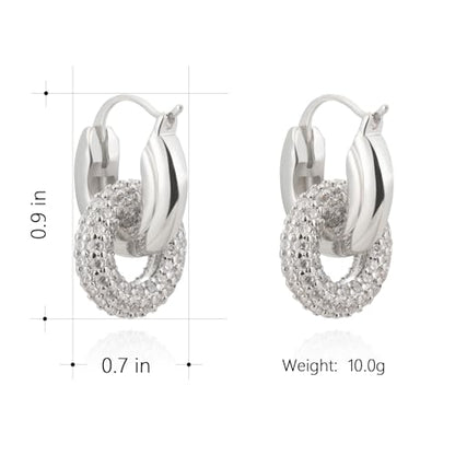 Milan Chiva 14K Gold Plated Small Huggie Dangle Earrings | Lightweight Trendy Heart Dainty Jewelry Hypoallergenic Chunky Gold Hoops Earrings Jewelry Mothers Day Gift for Women - color: G-Silver