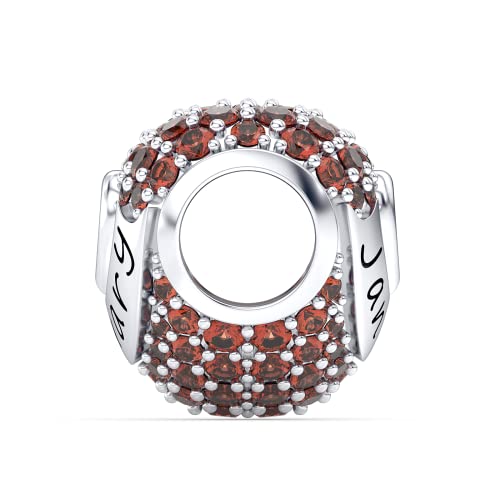 Birthstone Charms Love Heart Openwork Bead Charm for Women Bracelets and Necklaces 925 Sterling Silver with 5A Cubic Zirconia,Jewelry Gifts Women - color: January Birthstone Charms